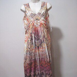 Apt.9 Women's Medium Maxi Dress V Neck Sleeveless Stretch Colorful Paisley Print